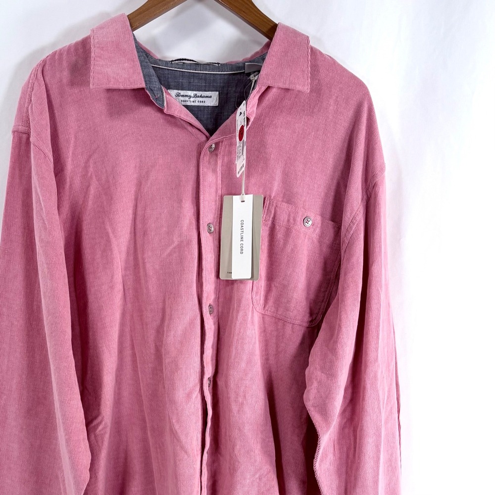 Tommy Bahama Coastline Cord Shirt Pink Corduroy Long Sleeve XXL Lightweight Soft